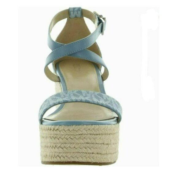 MICHAEL KORS SERENA LOGO BUCKLE WEDGE SANDAL, SZ 9, 9.5, & 10, NIB - Picture 5 of 7